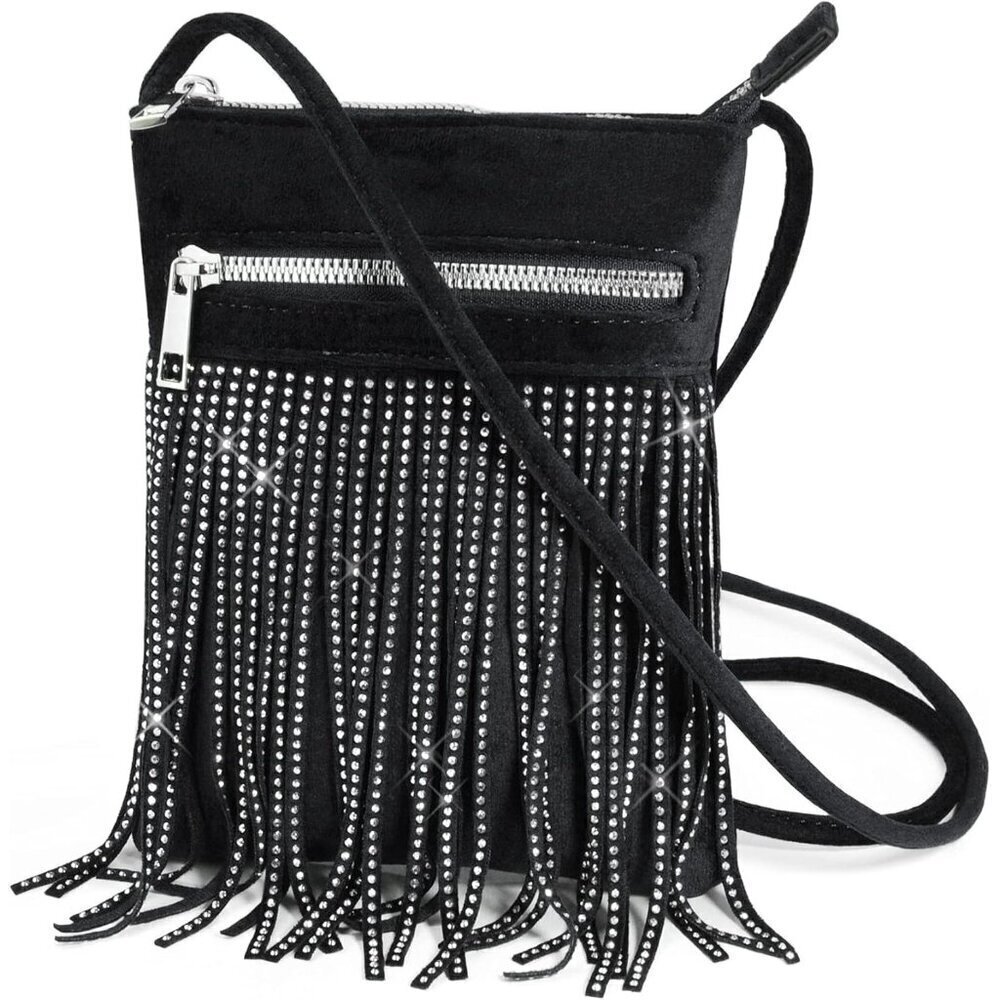 ❤️ Tassel Velvet Crossbody Bag Bling Glitter Purse Sparkle Women Evening Bag